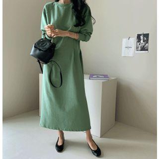 Pintuck-waist Pullover Dress