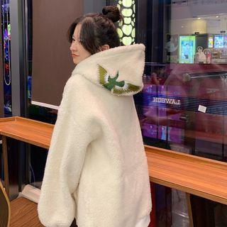 Crane Embroidered Fleece Hoodie