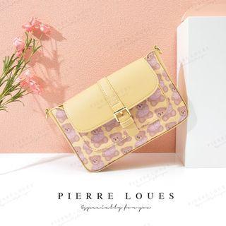 Bear Print Faux Leather Flap Pouch