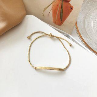 Lettering Bar Alloy Bracelet 1 Pc - Gold - One Size