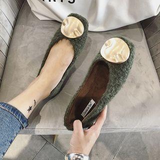 Square-toe Metal Disc Accent Flats