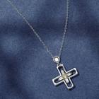 Rhinestone Cross Pendant Necklace 1 Piece - Silver - One Size