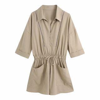 Collared Wide-leg Romper
