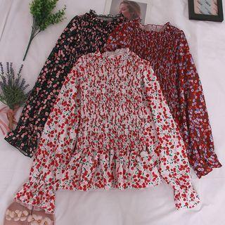 Bell-sleeve Floral Smocked Top