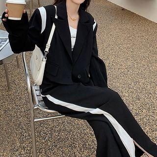 Set: Two-tone Cropped Blazer + Dress Pants