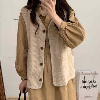 Puff-sleeve Midi Shirtdress / Sweater Vest