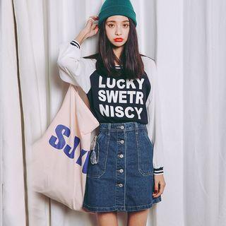 Lettering Raglan Long-sleeve T-shirt
