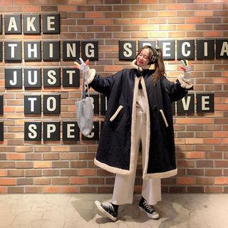 Funnel-neck Sherpa-fleece Lined Parka