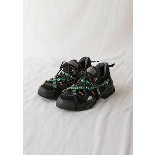 Rhinestone-trim Mesh Running Sneakers