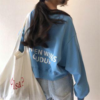 Lettering Print Sweatshirt Blue - One Size