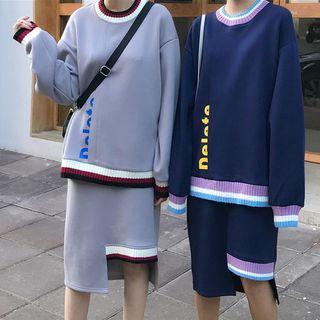 Set: Lettering Sweatshirt + Midi Skirt