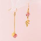 Non-matching 925 Sterling Silver Leaf Bead Dangle Earring 1 Pair - S925 Silver - Gold - One Size