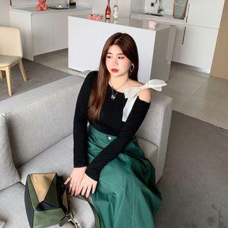 Plus Size Long-sleeve Off-shoulder Top