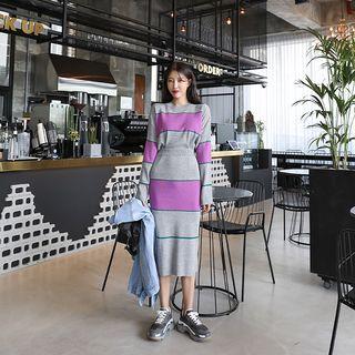 Stripe Knit Top & Long Skirt Set