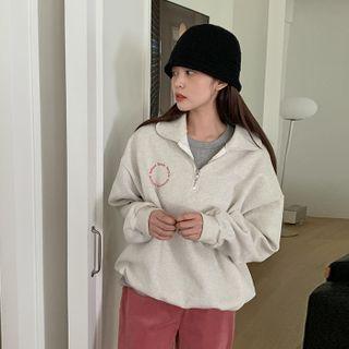 Drop-shoulder Letter Anorak Sweatshirt