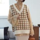 Gingham V-neck Sweater Vest