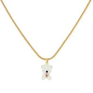 Bear Rhinestone Pendant Alloy Necklace 1 Pc - Gold - One Size