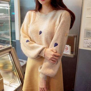 Heart Applique Sweater Almond - One Size