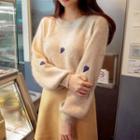 Heart Applique Sweater Almond - One Size