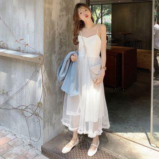 Mock-two Dot Sleeveless Dress