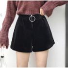 Front-zip Velvet Shorts Black - One Size