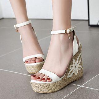 Flower Wedge Platform Sandals