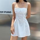 Faux Pearl Strap Mini A-line Dress