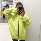 Lettering Zip Jacket Neon Green - One Size