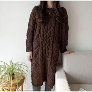 Midi Cable Knit Sweater Dress