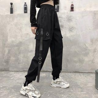 Elastic-waist Side Pocket Belted Sweatpants