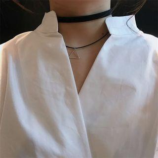 Back Buttoned V-neck Blouse