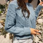 Boxy-fit Cable Sweater Sky Blue - One Size