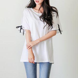 Short-sleeve Tie-detail T-shirt