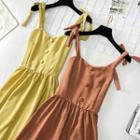 Sleeveless Ribbon-strap A-line Dress