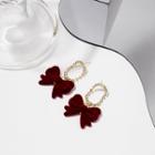 Bow Flannel Dangle Earring 1 Pair - E4365-3 - Red - One Size