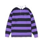 Striped Long-sleeve Polo Shirt Purple - One Size