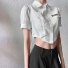 Short-sleeve Asymmetric Cropped Shirt