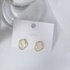 Glaze Alloy Earring Era085-02 - 1 Pair - White & Gold - One Size