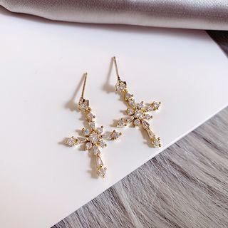 Rhinestone Crisscross Stud Earring 1 Pair - One Size