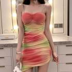 Chain Strap Tie-dyed Sheath Dress