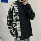 Tie-dyed Panel Plain Long-sleeve T-shirt