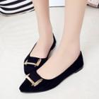 Square Buckled Flat Pumps