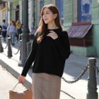 Dolman-sleeve Loose-fit Knit Top