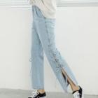 Lace-up Side Straight-cut Jeans
