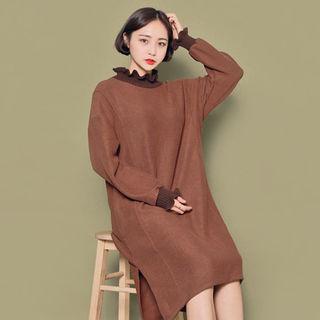 Frilled-trim Contrast-trim Knit Dress
