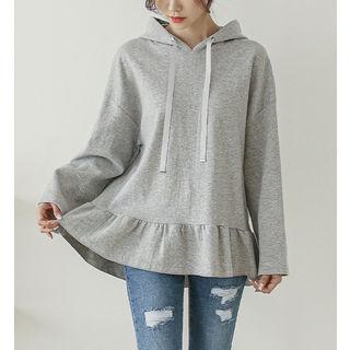 Ruffled-hem Loose-fit Hoodie