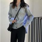 Panel Mock Two-piece Cardigan Light Gray - One Size
