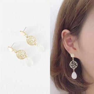 Alloy Cat Eye Stone Dangle Earring As Shown In Figure - One Size