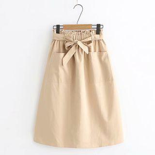 Sashed A-line Midi Skirt