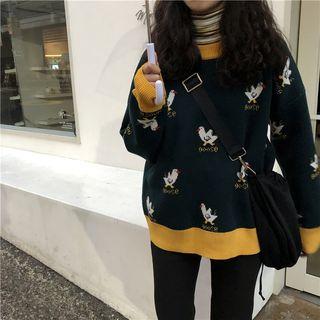 Goose Jacquard Sweater Green - One Size